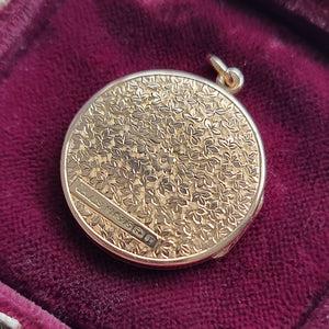 Antique 9ct Gold Round Engraved Locket, Hallmarked Birmingham 1916 back