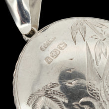 Load image into Gallery viewer, A close-up of a Birmingham 1881 sterling silver hallmark on an oval locket
