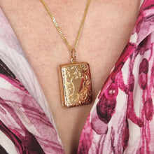 Load image into Gallery viewer, Antique 9ct Gold Cushion Shaped Locket, Hallmarked Birmingham 1914 modelled with chain
