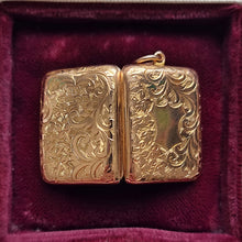 Load image into Gallery viewer, Antique 9ct Gold Cushion Shaped Locket, Hallmarked Birmingham 1914 open outside
