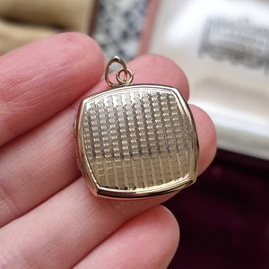 Vintage 9ct Gold Cushion Shaped Locket, Hallmarked Chester 1940 in hand