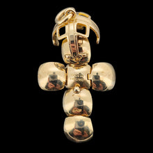 Load image into Gallery viewer, A folding masonic ball fob pendant in gold and silver, on a black background
