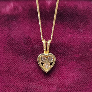 Vintage 18ct Gold Diamond Heart Pendant with Chain, 0.30ct back