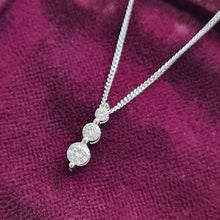 Load image into Gallery viewer, 18ct White Gold Three Stone Diamond Pendant with Chain, 0.25ct front
