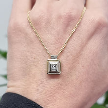 Load image into Gallery viewer, 18ct Yellow &amp; White Gold Princess Cut Diamond Pendant, 0.25ct in hand
