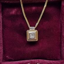 Load image into Gallery viewer, 18ct Yellow &amp; White Gold Princess Cut Diamond Pendant, 0.25ct in box
