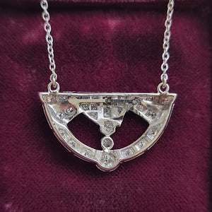 Art Deco Platinum Diamond Pendant on 9ct White Gold Chain back