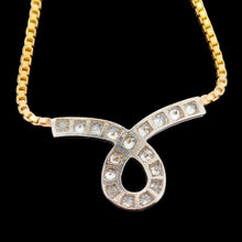 Load image into Gallery viewer, Vintage 9ct Yellow and White Gold Diamond Loop Pendant Necklace
