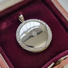 Load image into Gallery viewer, Antique 18ct Gold Diamond Locket Pendant in box

