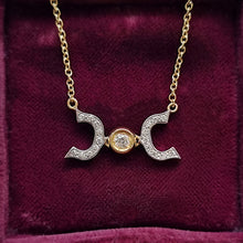 Load image into Gallery viewer, 18ct Yellow &amp; White Gold Diamond Pendant with Chain in box
