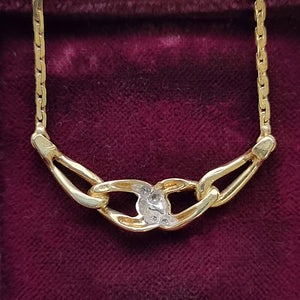 Vintage 14k Yellow Gold Diamond Necklace back