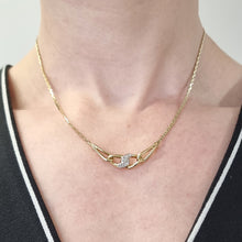 Load image into Gallery viewer, Vintage 14k Yellow Gold Diamond Necklace modelled

