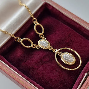 Vintage 9ct Gold Diamond Drop Pendant Necklace side