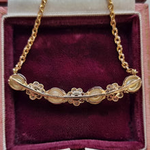 Load image into Gallery viewer, Antique 15ct Gold Pearl and Rose Cut Diamond Pendant Necklace back

