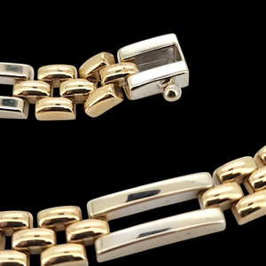 9ct Yellow and White Gold Brick Link Necklace, 29.9 grams