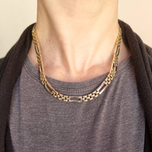 Load image into Gallery viewer, 9ct Yellow and White Gold Brick Link Necklace, 29.9 grams
