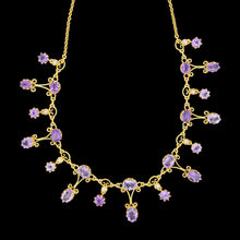 Load image into Gallery viewer, Antique 15ct Yellow Gold Amethyst and Pearl Fringe Necklace
