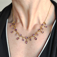 Load image into Gallery viewer, Antique 15ct Yellow Gold Amethyst and Pearl Fringe Necklace
