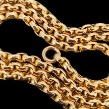 Load image into Gallery viewer, A yellow gold faceted link chain necklace, on a black background
