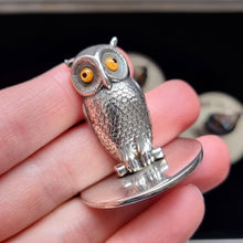 Load image into Gallery viewer, Edwardian Sterling Silver Sampson Mordan Owl Place Card Holders
