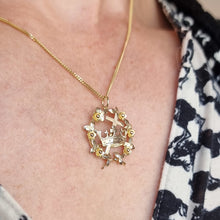 Load image into Gallery viewer, Victorian 9ct Gold Floral Cross and Crown Pendant modelled with chain
