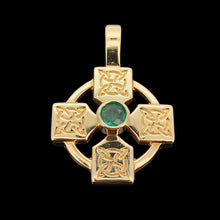 Load image into Gallery viewer, 9ct Yellow Gold Emerald Celtic Cross Pendant
