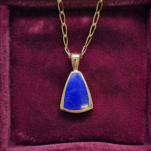 9ct Yellow Gold Lapis & Mother of Pearl Pendant