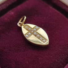 Load image into Gallery viewer, Edwardian 15ct Gold Seed Pearl Cross Pendant in box
