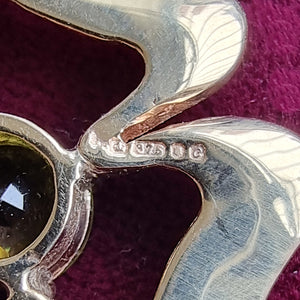 Vintage 9ct Gold Peridot Four Leaf Clover Pendant hallmark