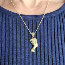 Load image into Gallery viewer, 18ct Yellow Gold Diamond and Enamel Nefertiti Pendant
