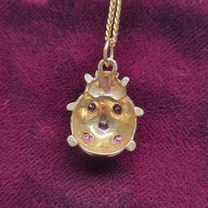 Vintage 9ct Gold Ruby Ladybird Necklace