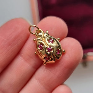 Vintage 9ct Gold Ruby Ladybird Necklace