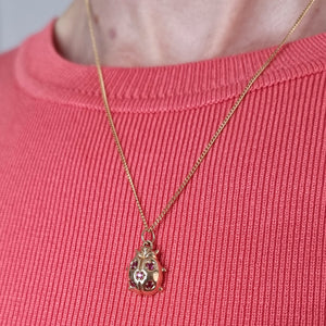 Vintage 9ct Gold Ruby Ladybird Necklace