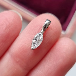 Platinum Solitaire Marquise Cut Diamond Pendant, 0.40ct in hand