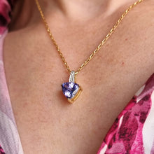 Load image into Gallery viewer, 18ct Yellow Gold Tanzanite and Diamond Pendant, 1.79ct modelled with chain
