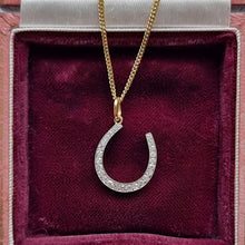 Load image into Gallery viewer, Antique 18ct Gold Diamond Horseshoe Pendant with chain
