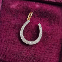 Load image into Gallery viewer, Antique 18ct Gold Diamond Horseshoe Pendant in box
