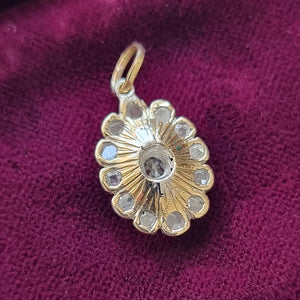 Edwardian 18ct Gold & Silver Diamond Flower Pendant