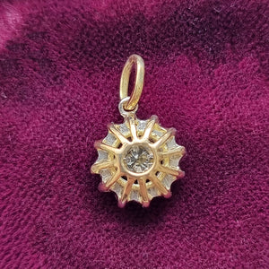 Vintage 18ct Gold Sapphire and Diamond Round Cluster Pendant back
