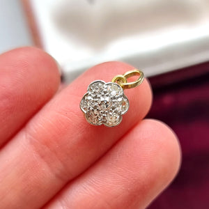 Edwardian 18ct Gold & Platinum Diamond Cluster Pendant, 0.35ct in hand