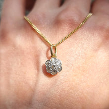 Load image into Gallery viewer, Edwardian 18ct Gold &amp; Platinum Diamond Cluster Pendant, 0.35ct in hand
