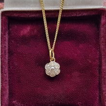 Load image into Gallery viewer, Edwardian 18ct Gold &amp; Platinum Diamond Cluster Pendant, 0.35ct front
