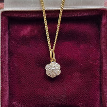 Load image into Gallery viewer, Edwardian 18ct Gold &amp; Platinum Diamond Cluster Pendant, 0.35ct front
