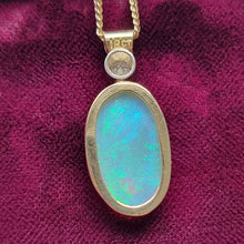 Load image into Gallery viewer, Vintage 18ct Gold Opal and Diamond Pendant, 4.00ct back
