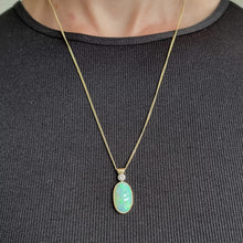 Load image into Gallery viewer, Vintage 18ct Gold Opal and Diamond Pendant, 4.00ct modelled with chain
