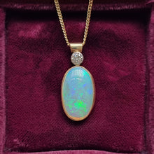 Load image into Gallery viewer, Vintage 18ct Gold Opal and Diamond Pendant, 4.00ct in box
