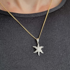 18ct White Gold Diamond Starfish Pendant modelled with chain