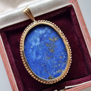 Large Vintage 9ct Gold Lapis Lazuli Pendant back