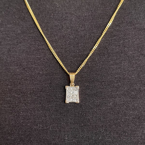 18ct Yellow & White Gold Princess Cut Diamond Pendant, 0.60ct modelled with chain