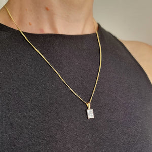 18ct Yellow & White Gold Princess Cut Diamond Pendant, 0.60ct modelled with chain